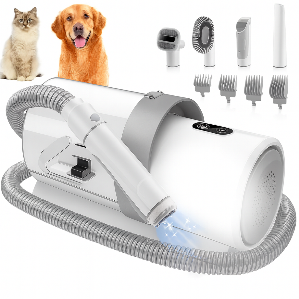 Kit de toilettage aspirant AspiZen 2,5L pour chien et chat – Brosse avec aspiration intégrée
