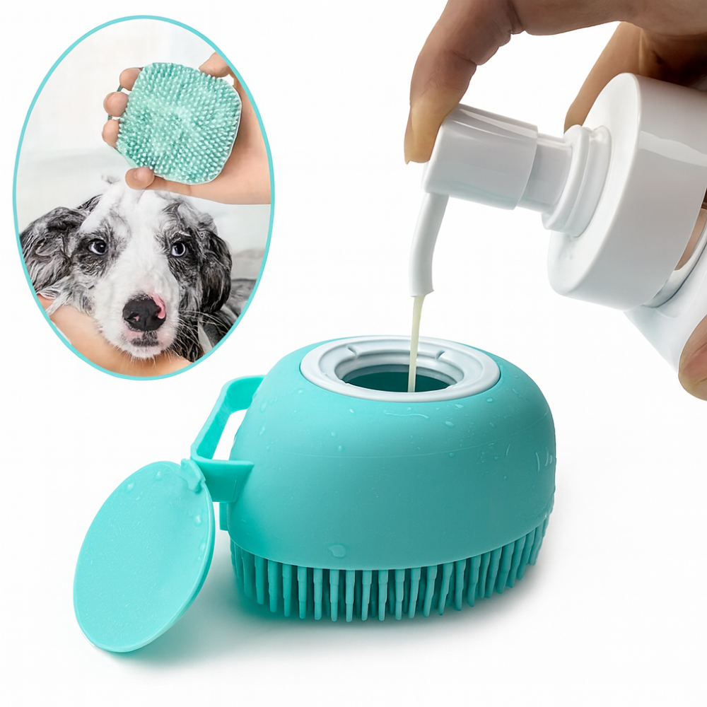 Brosse de bain en silicone pour chien et chat – Nettoyage doux et massage