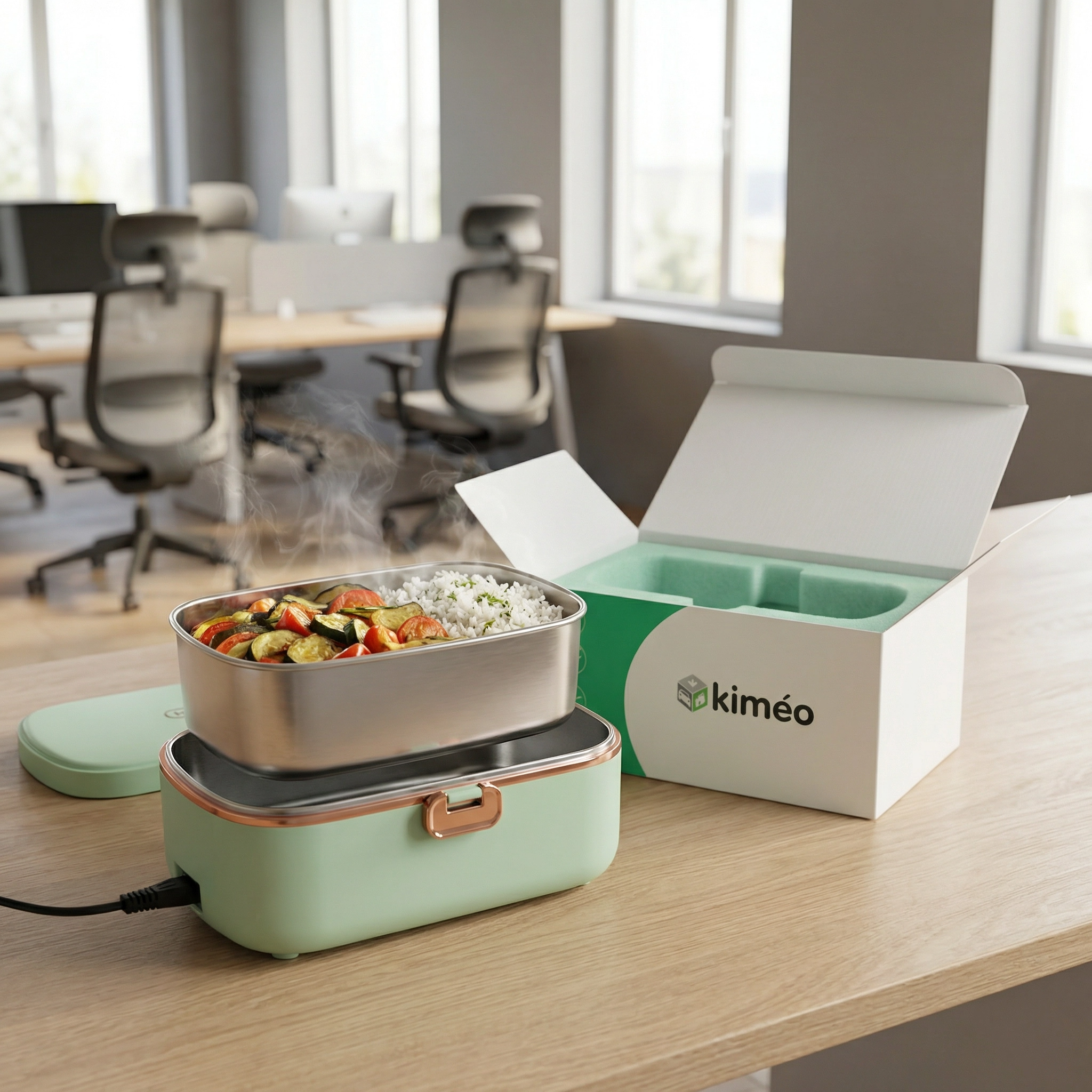 Boîte Repas Chauffante Électrique Portable Inox | Lunch Box Chauffante Compartimentée Sans Micro-Ondes