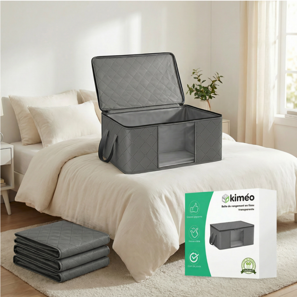 Boîte de rangement en tissu transparente | Organisateur vêtements et couettes | Sac pliable grande capacité placard