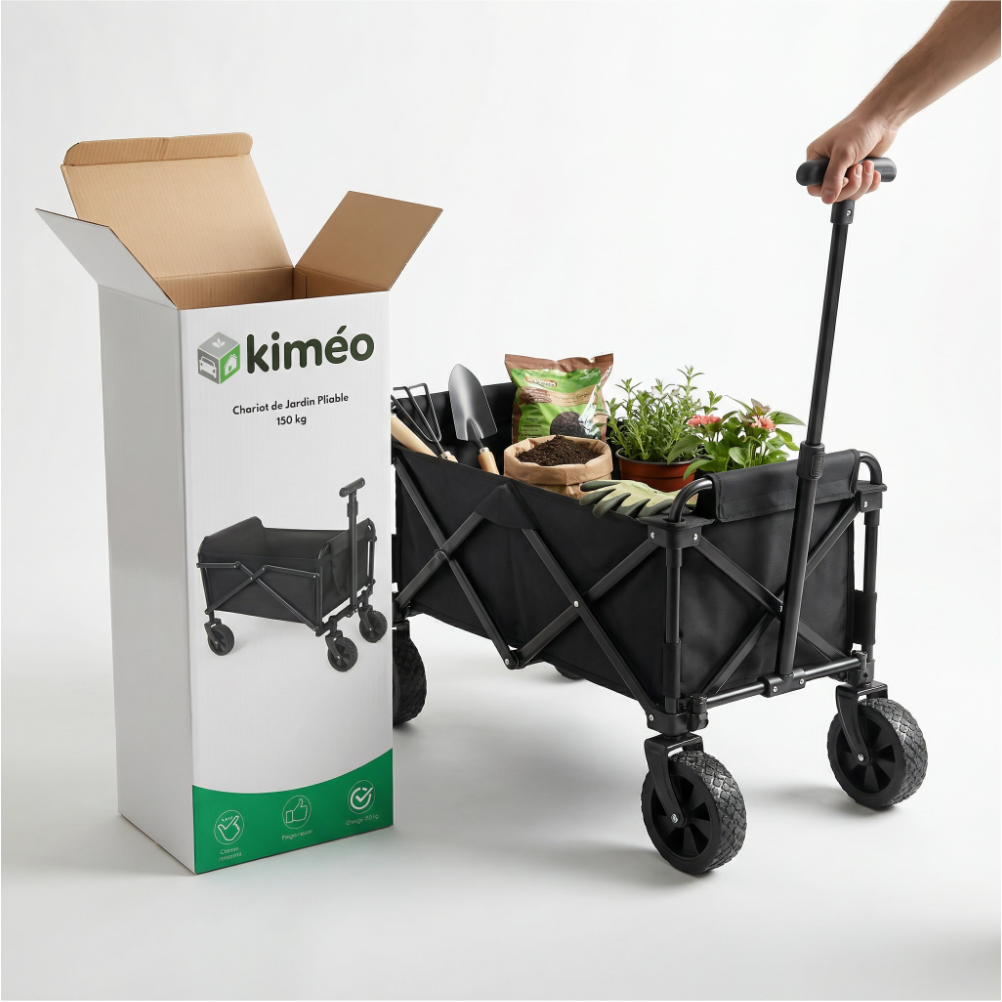 Chariot de Jardin Pliable 150 kg | Chariot de Course Robuste Grande Capacité | Chariot de Transport Pliable