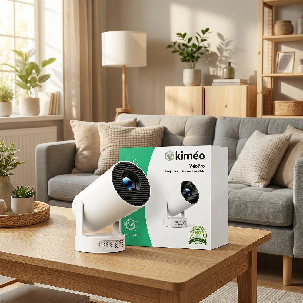 VéoPro | Projecteur Cinéma Portable 4K WiFi Double Bande Android – Mini Vidéoprojecteur HD Home Cinéma 180°