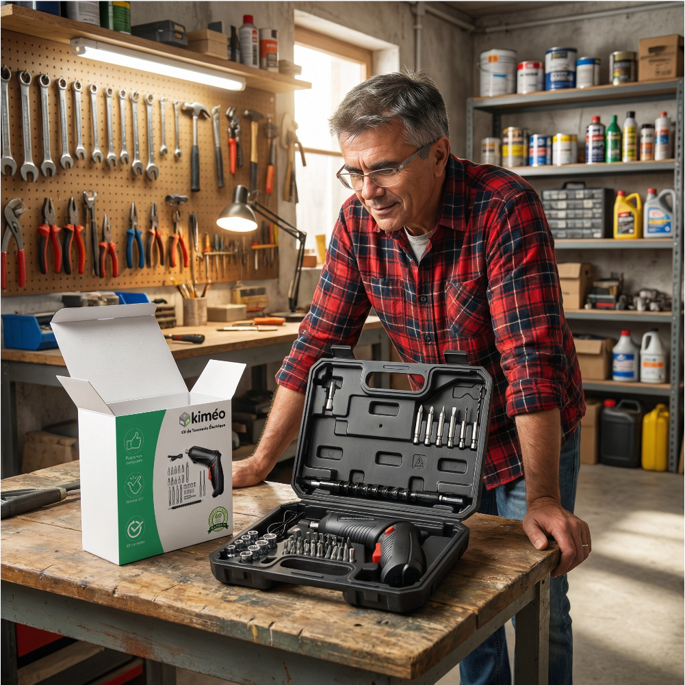 Kit de Tournevis Électrique Compact | 27 Pièces avec Embouts Rotatifs à 90° Sans Fil 3.6V