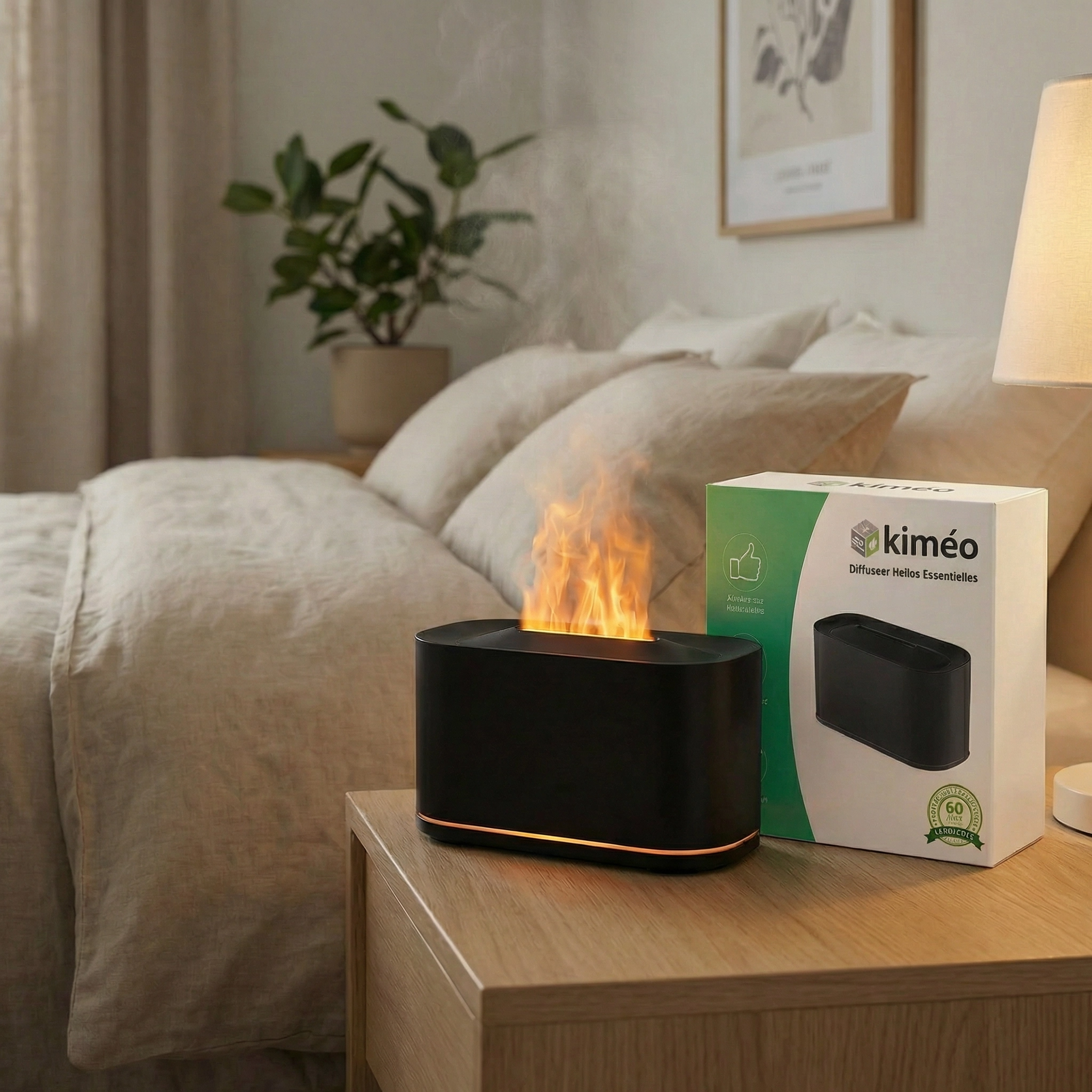 Diffuseur Huiles Essentielles – Diffuseur de Parfum Maison avec Humidificateur Effet Flamme LED