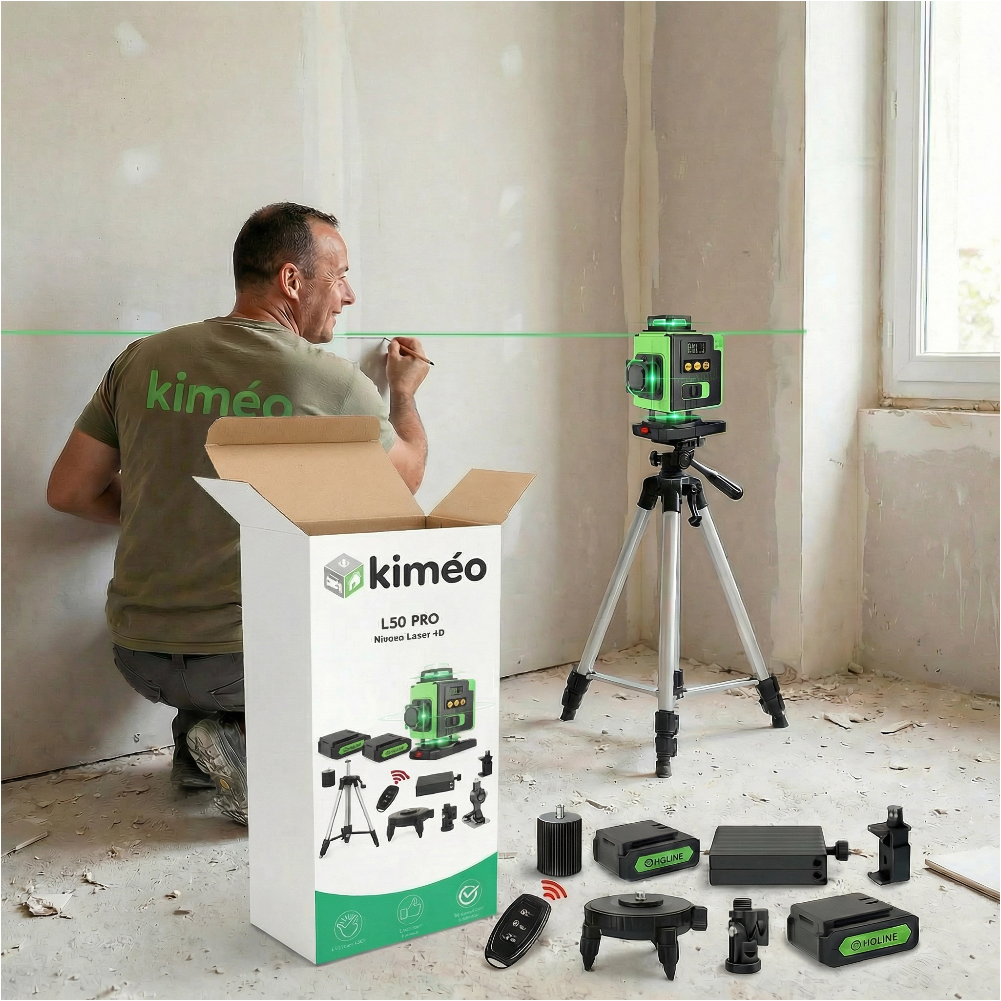 L50 PRO Niveau Laser 4D – 16 Lignes Vertes Auto-Nivelant 360° – Haute Précision Bricolage Pro