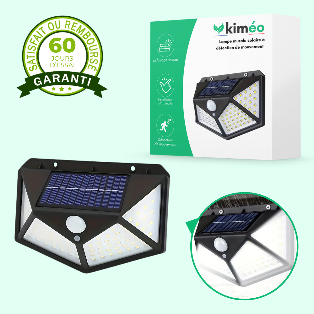 Lampe murale solaire à détection de mouvement