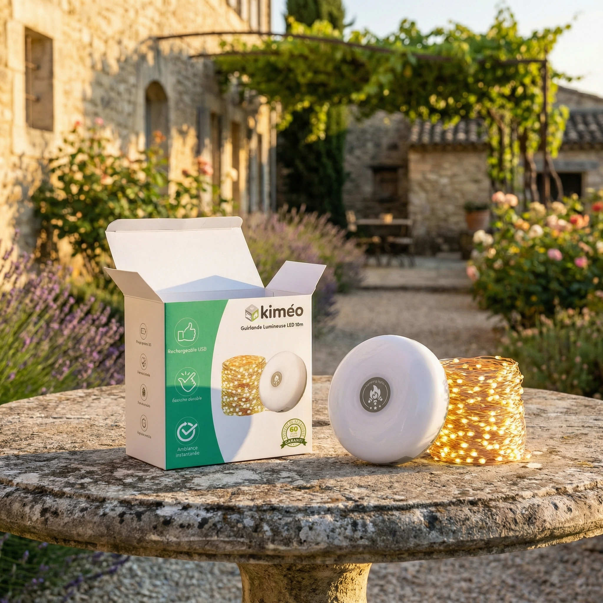 Guirlande Lumineuse LED 10m Rechargeable Étanche | Éclairage Ambiance Camping, Jardin, Terrasse & Tente 4-en-1