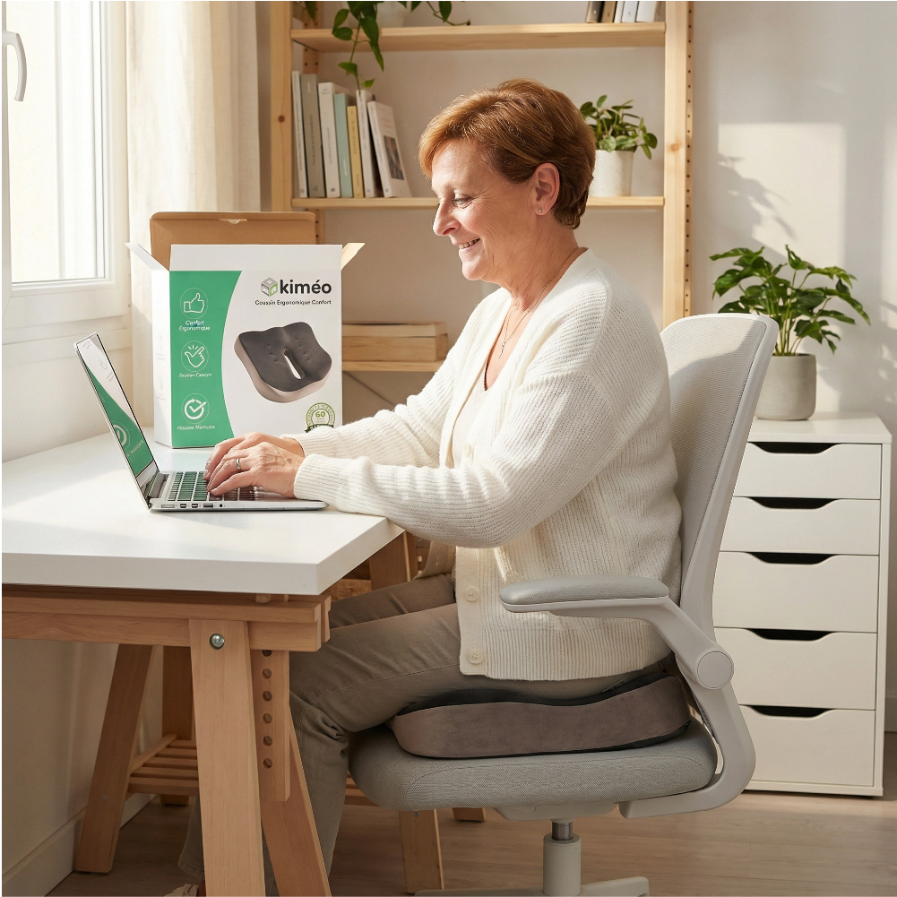 Coussin Ergonomique Confort | Coussin en Mousse Mémoire pour Chaise Bureau Voiture Soutien Coccyx