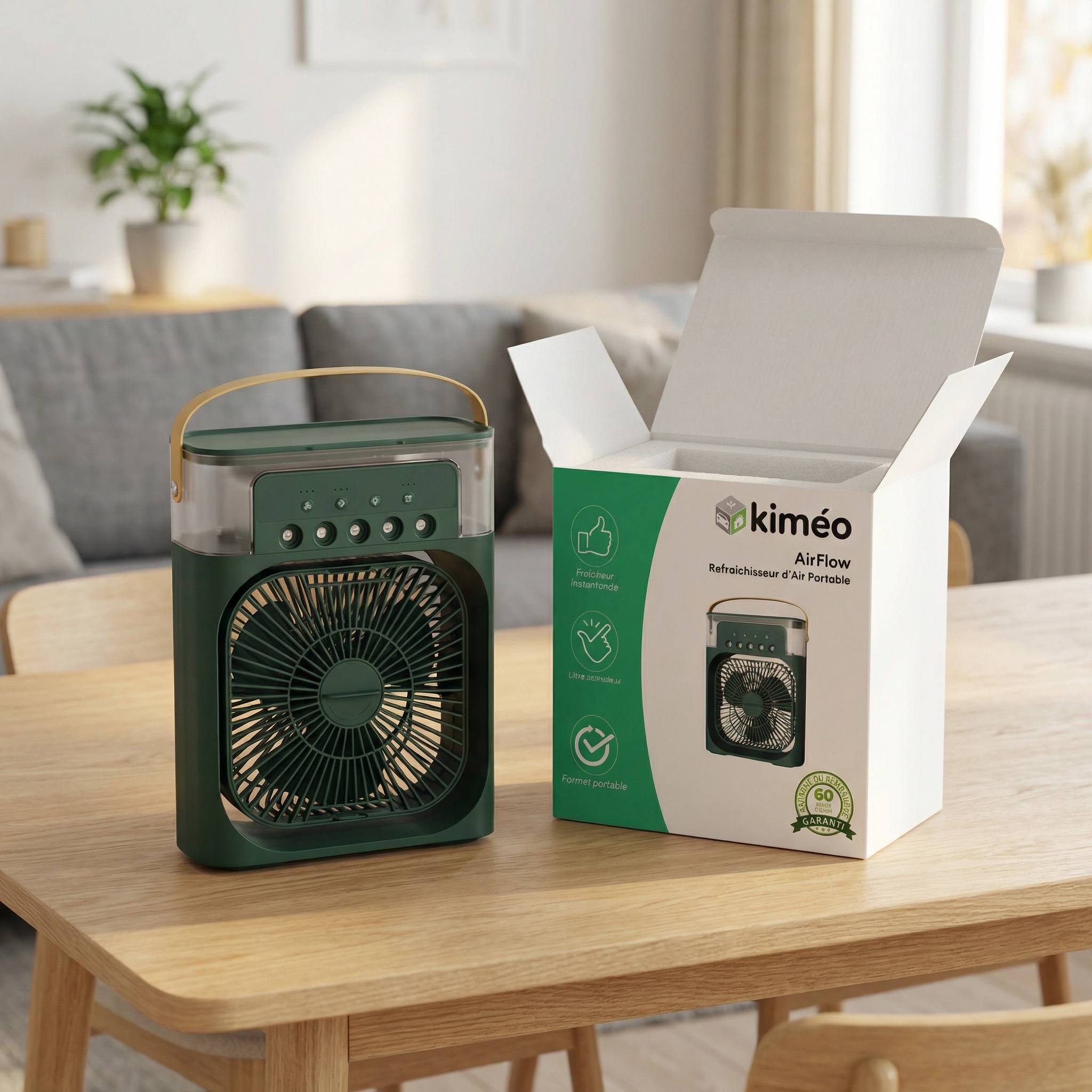 AirFlow Rafraîchisseur d’Air Portable | Mini Climatiseur Silencieux USB | Ventilateur Humidificateur 3 en 1 Compact
