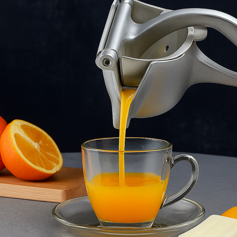 Zestio | Presse-agrumes manuel en acier | 3-en-1 pour jus frais