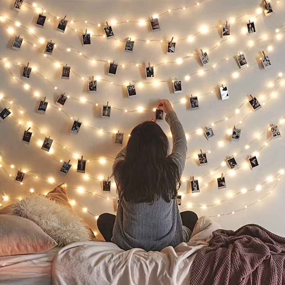 Bande lumineuse cuivre avec pinces à photos