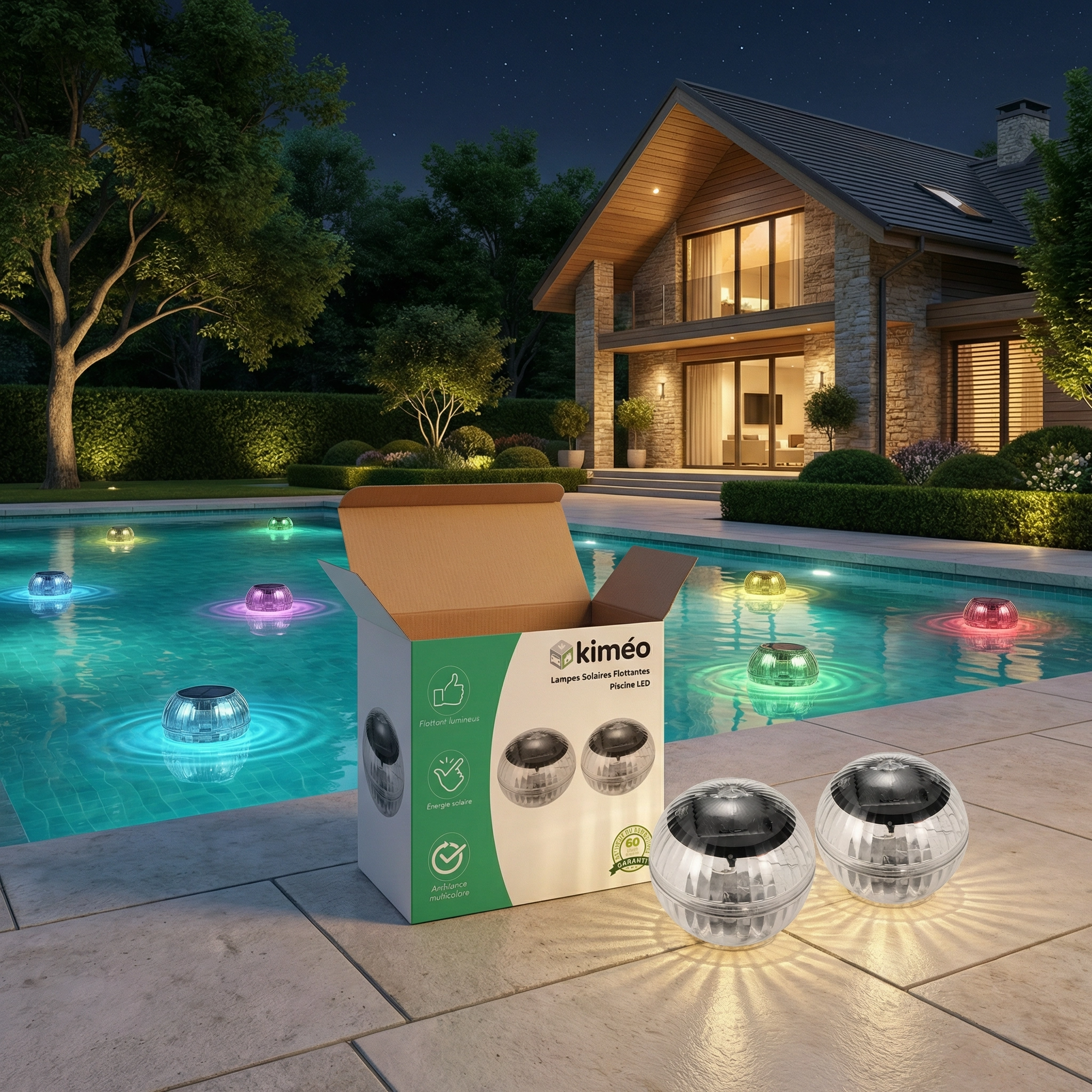 Lampes Solaires Flottantes Piscine LED | Décoration Jardin Extérieur étanche multicolore