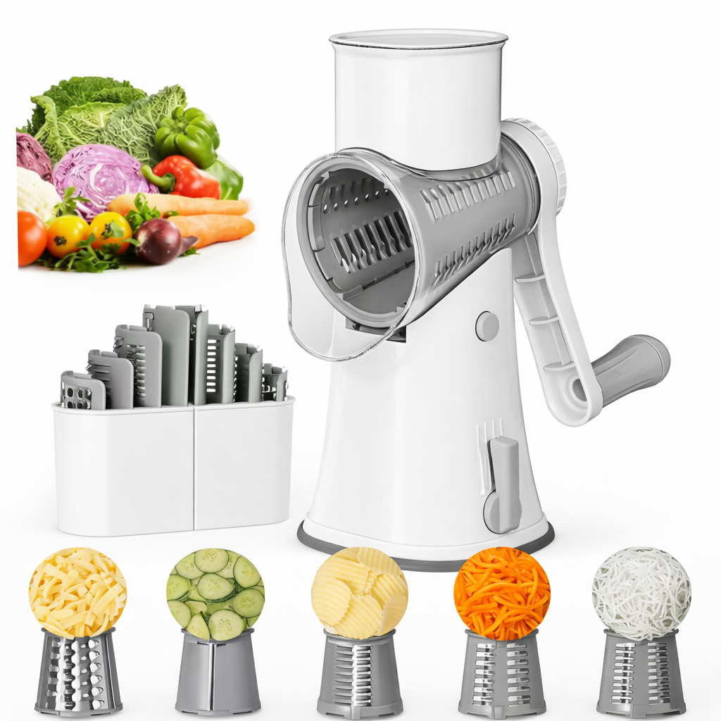 Hachoir à Légumes avec Lames de Tambour en Acier Inoxydable | Mandoline Multifonctions Rotative Manuelle