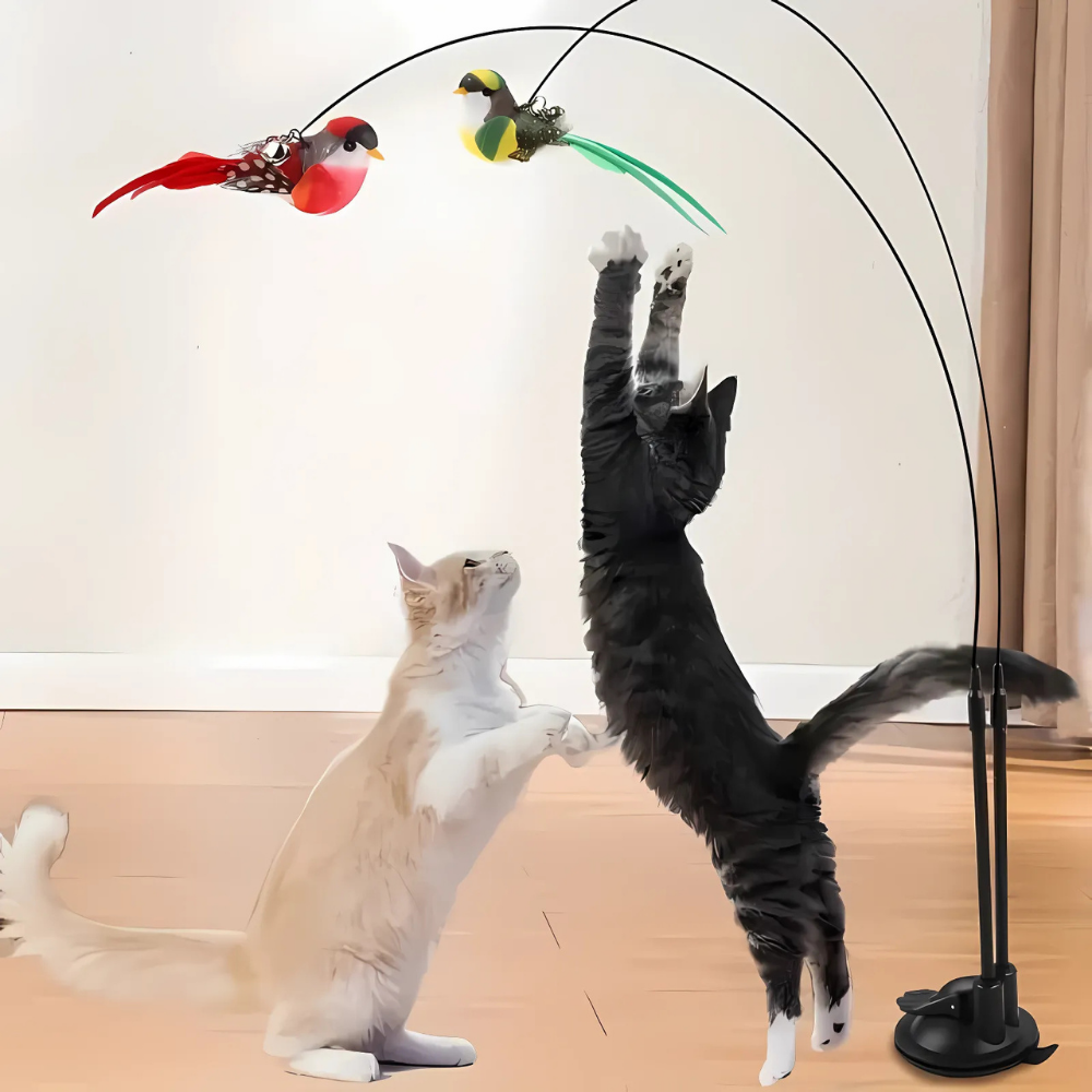 Jouet interactif pour chat avec oiseau – Stimule l’activité et la chasse