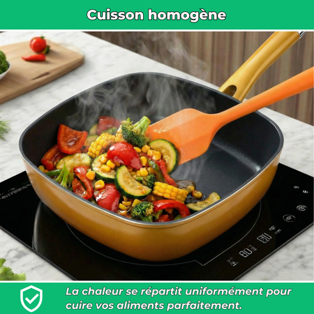TitaneCook | Poêle Antiadhésive en Titane 30cm | Cuisine Saine Facile | Compatible Induction Gaz