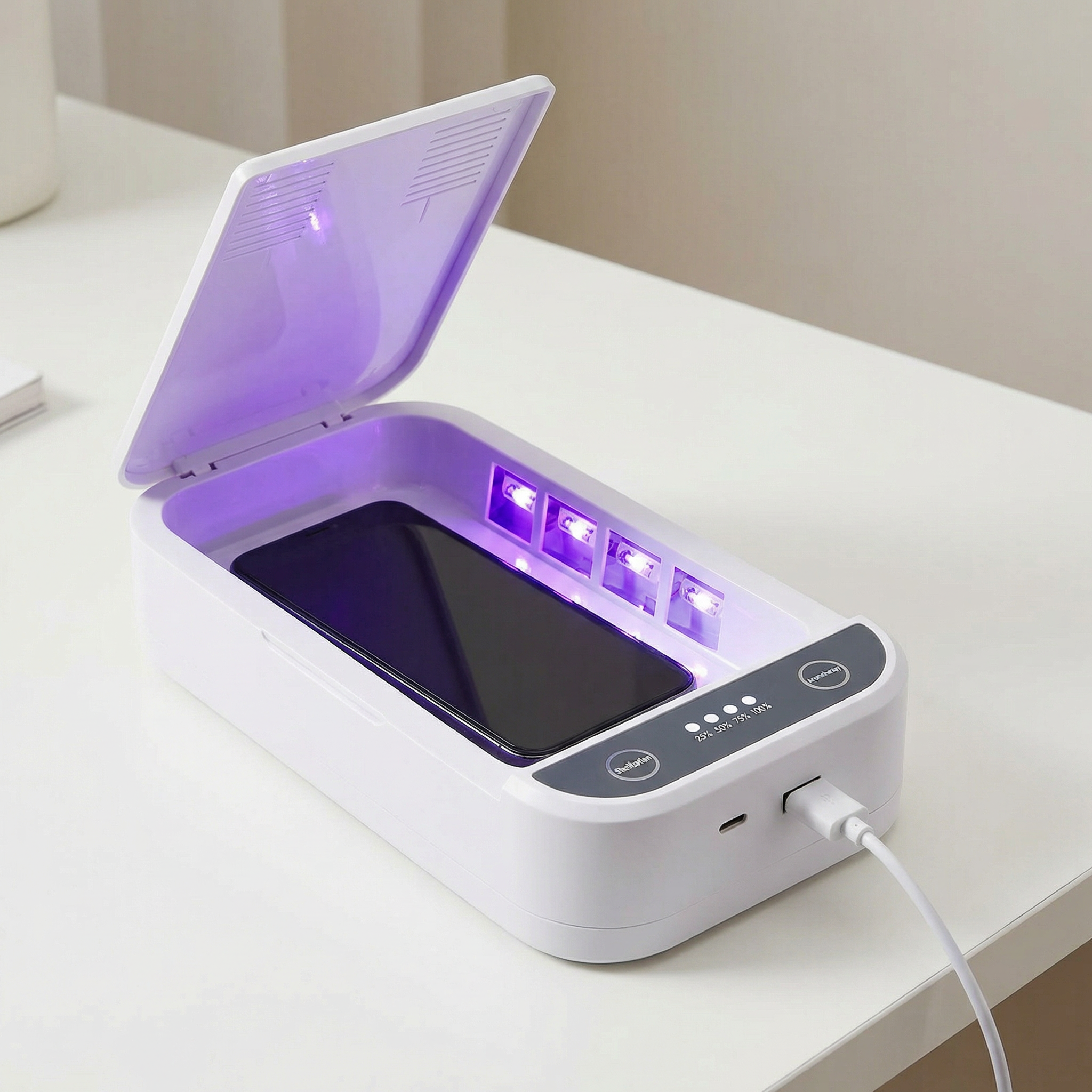 Stérilisateur UV Portable pour Téléphone, Masques, Bijoux Désinfection Rapide Boîte Antibactérienne Rechargeable