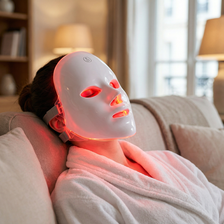 Appareil LED Visage 7 Couleurs Anti-Âge Acné Masque Facial Luminothérapie Rechargeable Soin Peau
