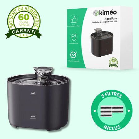 Fontaine à eau AquaPure 2,2L pour chat – Ultra-silencieuse et rechargeable USB