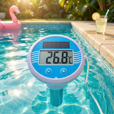 Thermomètre de Piscine Flottant Solaire avec Affichage Digital – Lectures Précises & Étanche