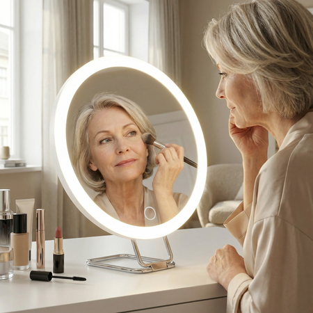 Miroir Maquillage LED Compact et Grossissant Lumière Portable 30x Précision Voyage Éclairage Ajustable