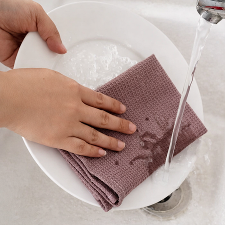 Lot de 4 torchons de cuisine en coton gaufré absorbants et épais