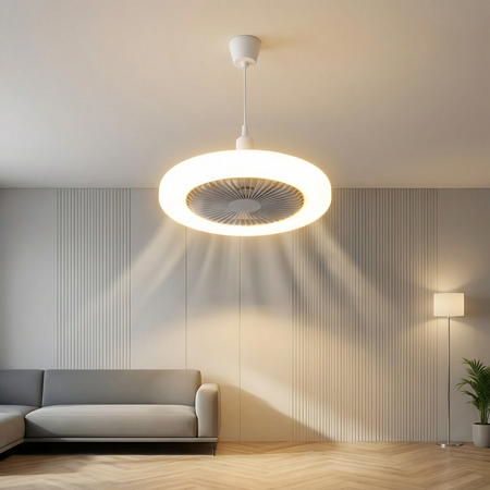 AirPulse Ventilateur de Plafond LED Silencieux avec Télécommande | Ventilateur Plafonnier 2 en 1 E27 Compact