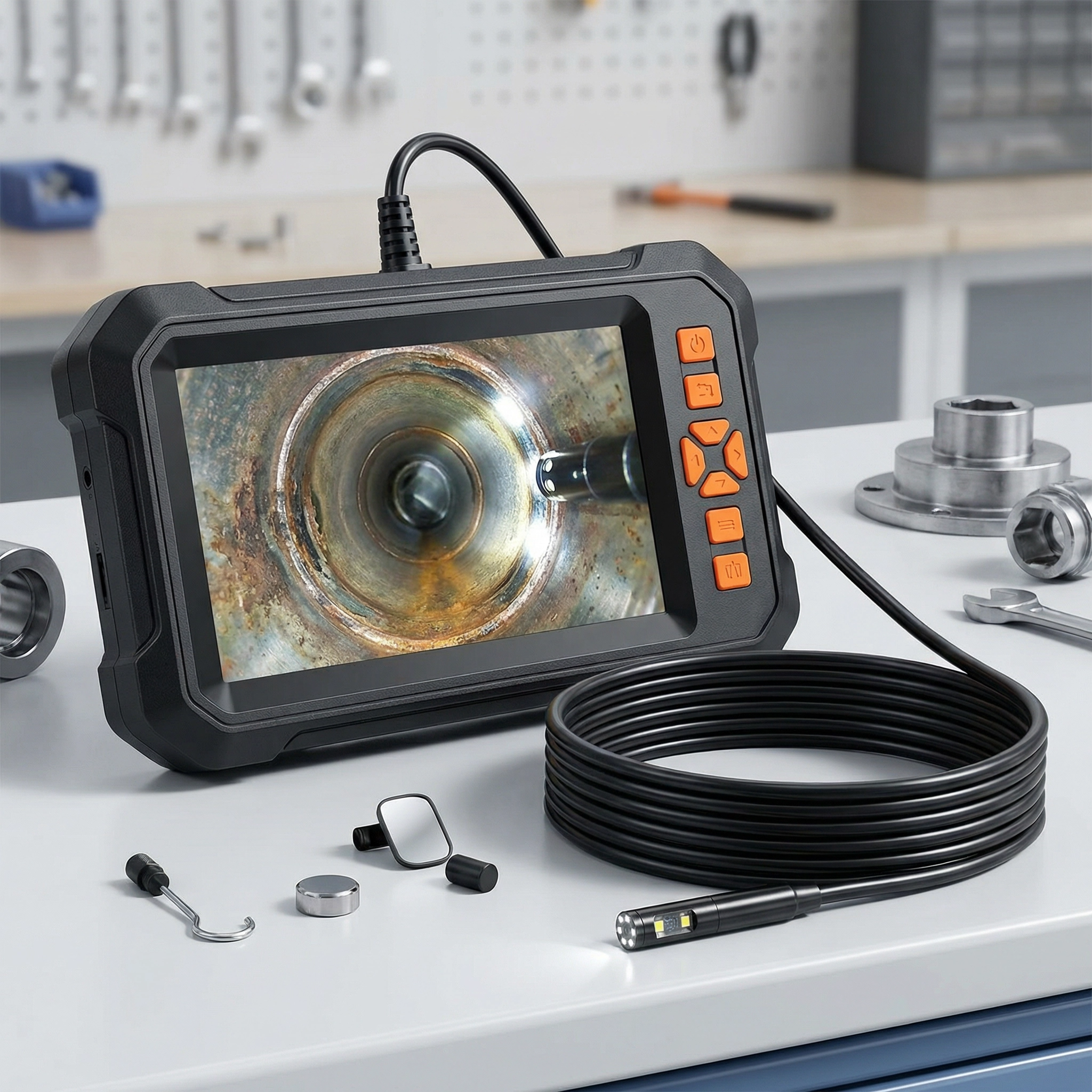 Caméra Endoscopique HD | Caméra HD 1080P Étanche 8LED | Caméra inspection tuyau mécanique