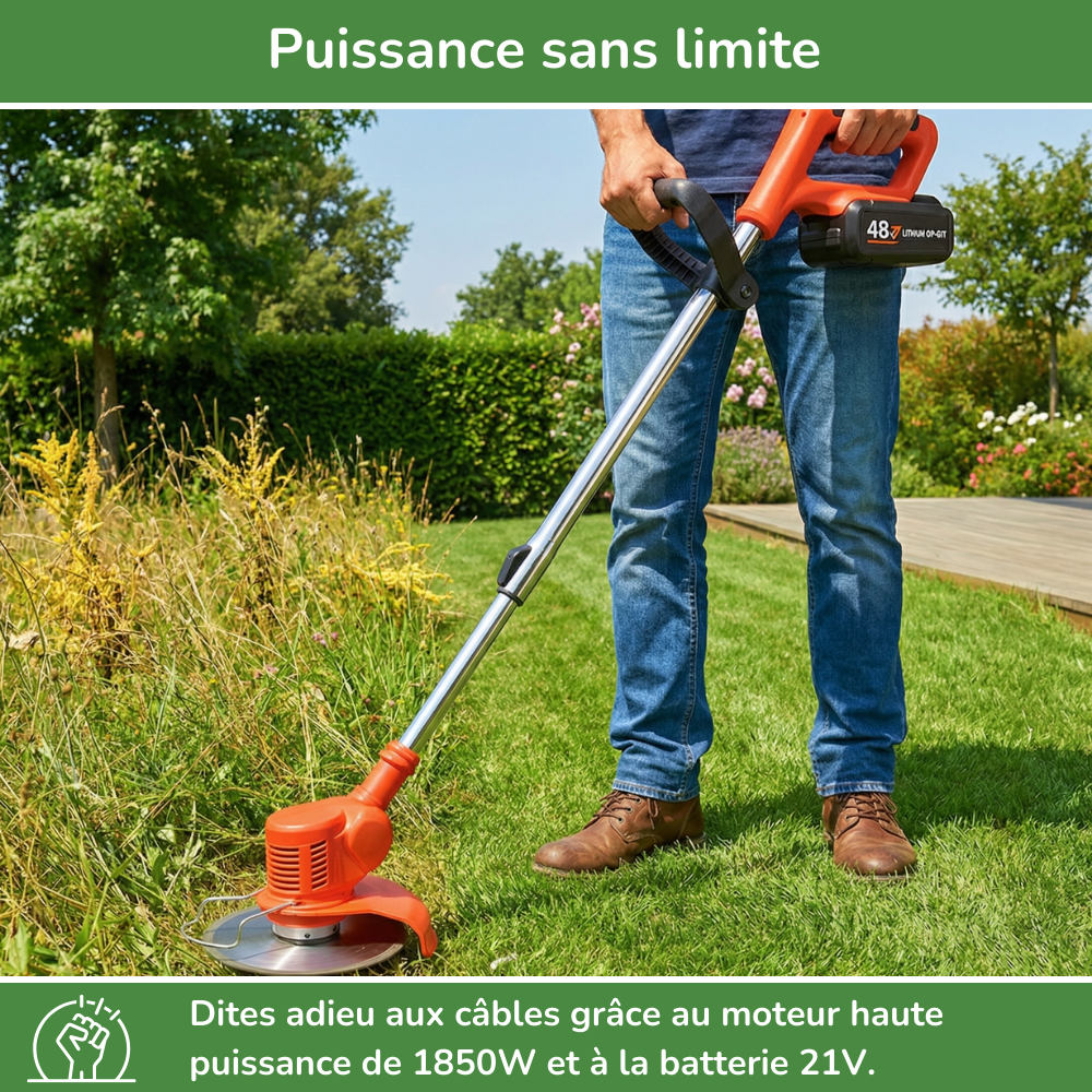 D80 PRO Débroussailleuse Sans Fil Haute Puissance – Coupe d'Herbe, Buissons et Branches Épaisses