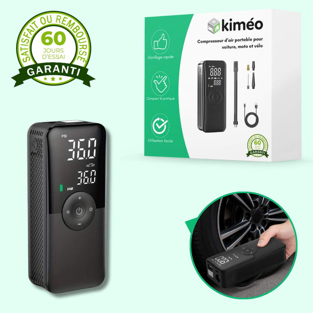 Air'Pro - Gonfleur pneus portable voiture moto vélo – Compresseur d’air électrique