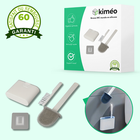 Clean'WC | Brosse WC souple en silicone | 2 brosses intégrées | Support mural