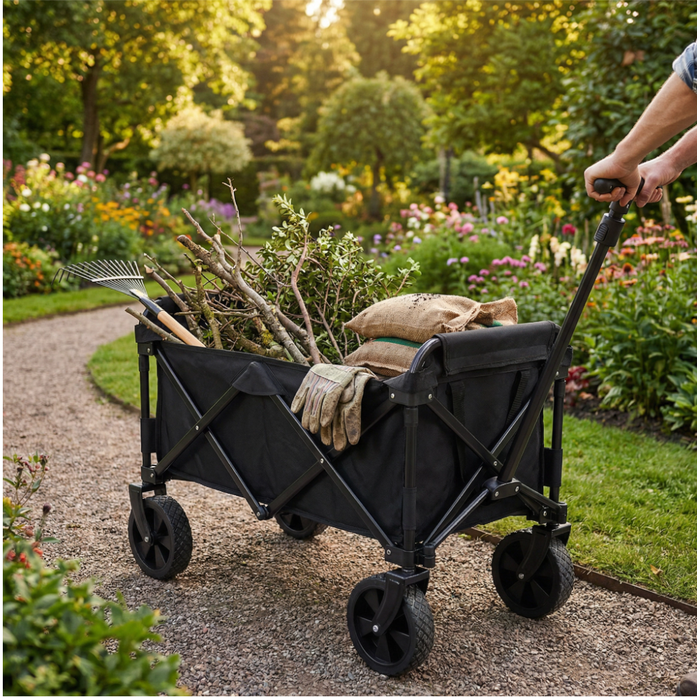 Chariot de Jardin Pliable 150 kg | Chariot de Course Robuste Grande Capacité | Chariot de Transport Pliable