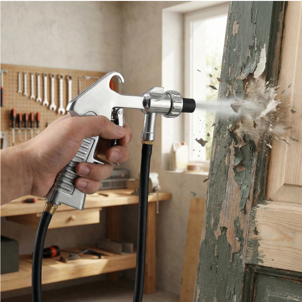 Pistolet de Sablage Pneumatique Portable – Décapage Efficace, Kit Air Comprimé avec Buses Multi-Calibres