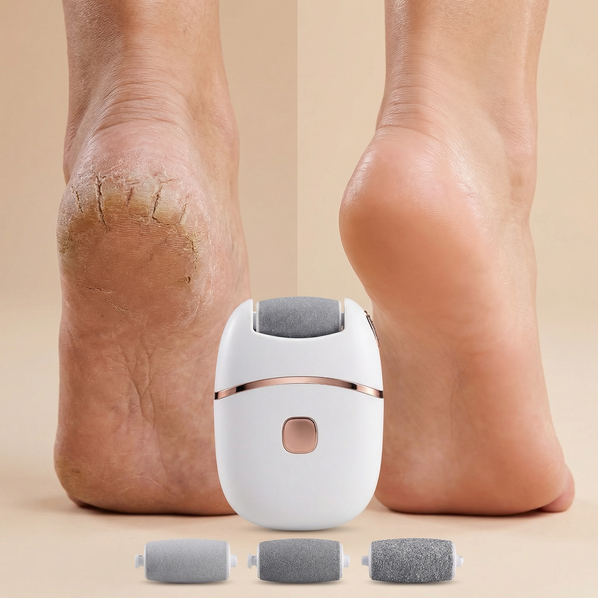 Râpe Pieds Électrique Rechargeable avec 6 Têtes | Pédicure Maison, Anti Callosités, Lime Pieds USB