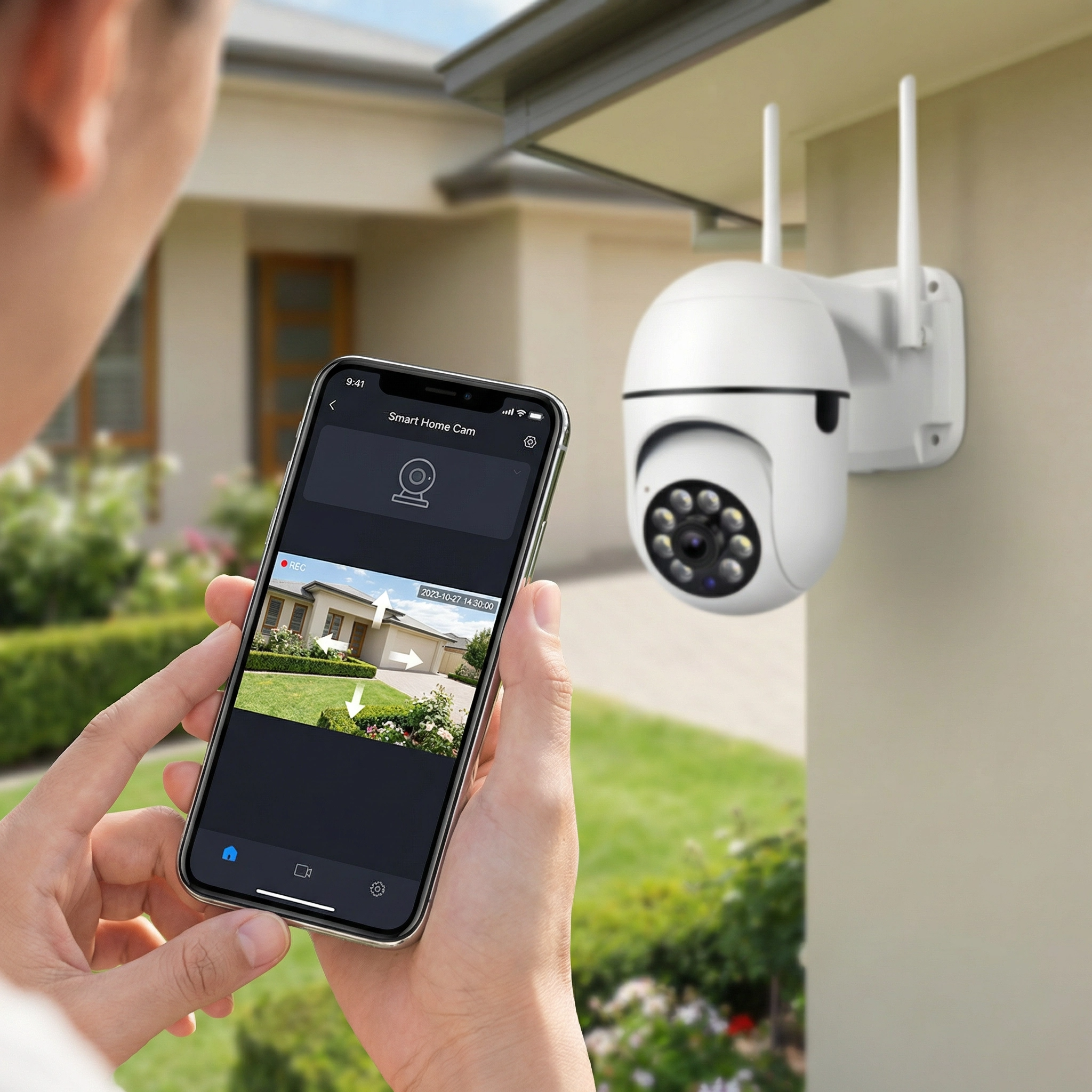 Caméra Surveillance Extérieure WiFi 2K Sans Fil avec Vision Nocturne – Rotative, Détection Mouvement & Accès Mobile