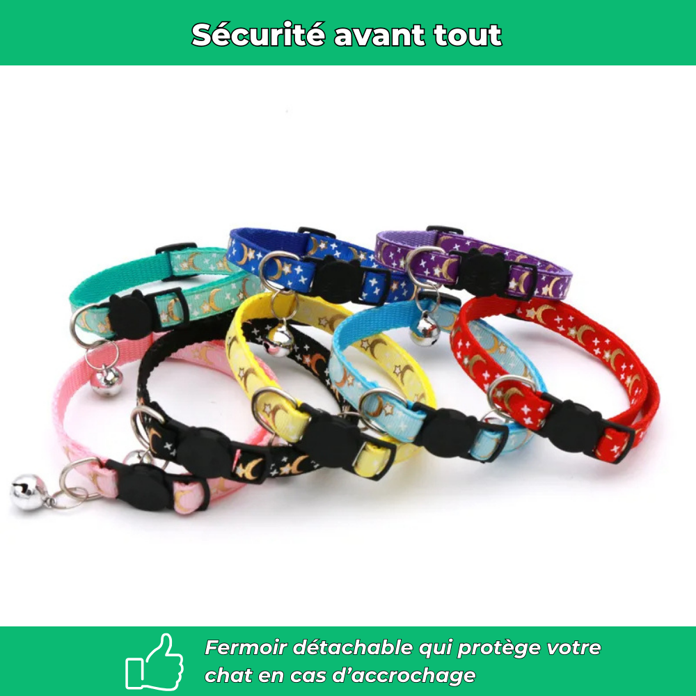 Collier réglable de sécurité pour chat – Avec clochette amovible