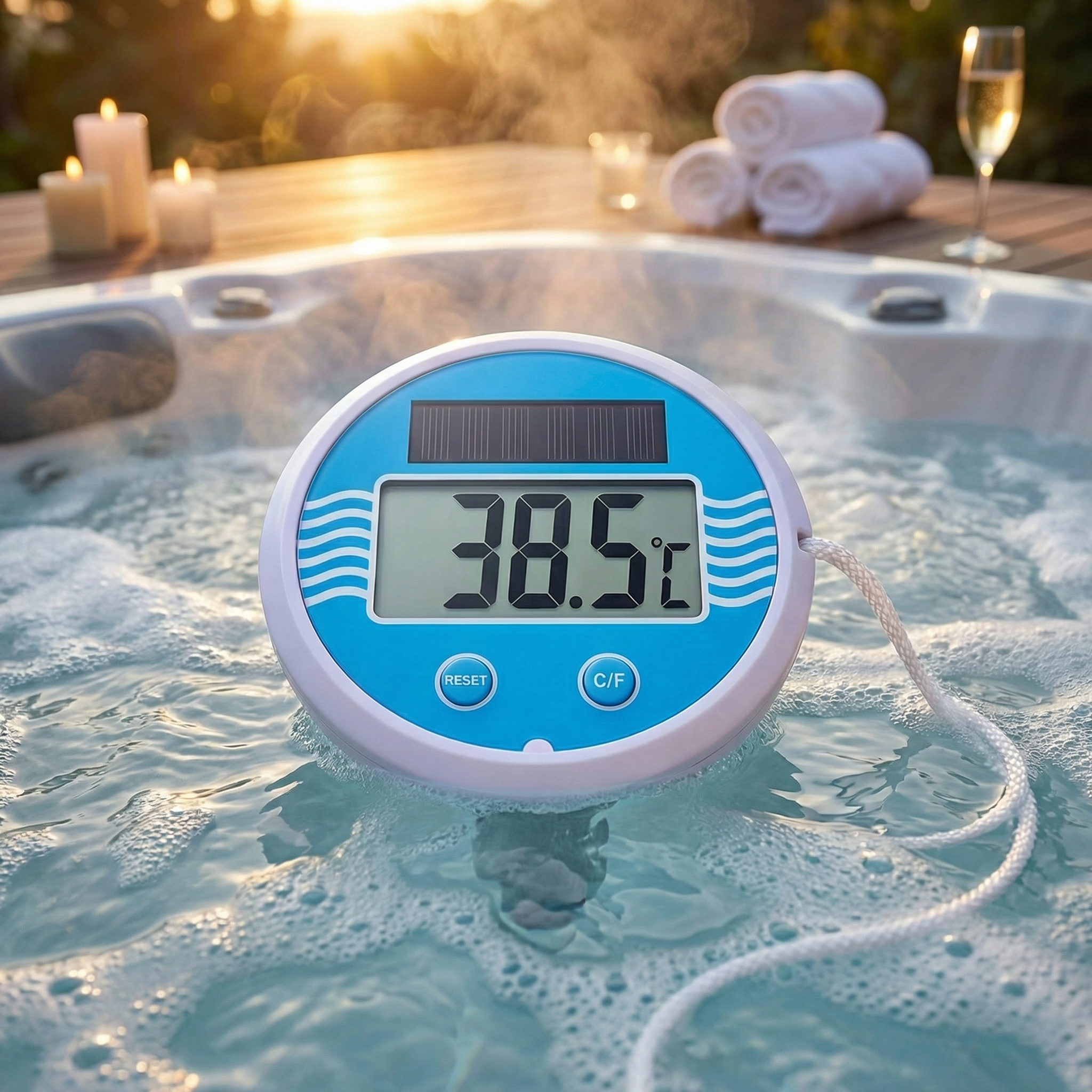 Thermomètre de Piscine Flottant Solaire avec Affichage Digital – Lectures Précises & Étanche