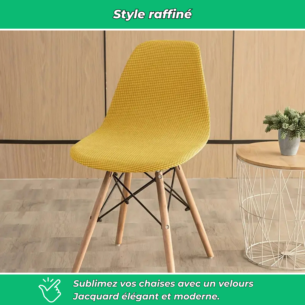 Housses de chaise en velours Jacquard extensibles lavables (lot de 4)