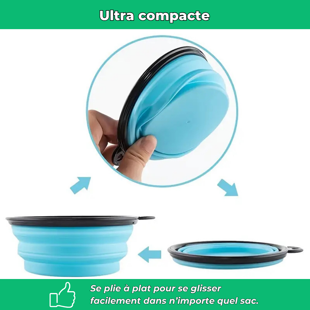 Gamelle pliable en silicone pour chien et chat – Voyage, camping et promenade
