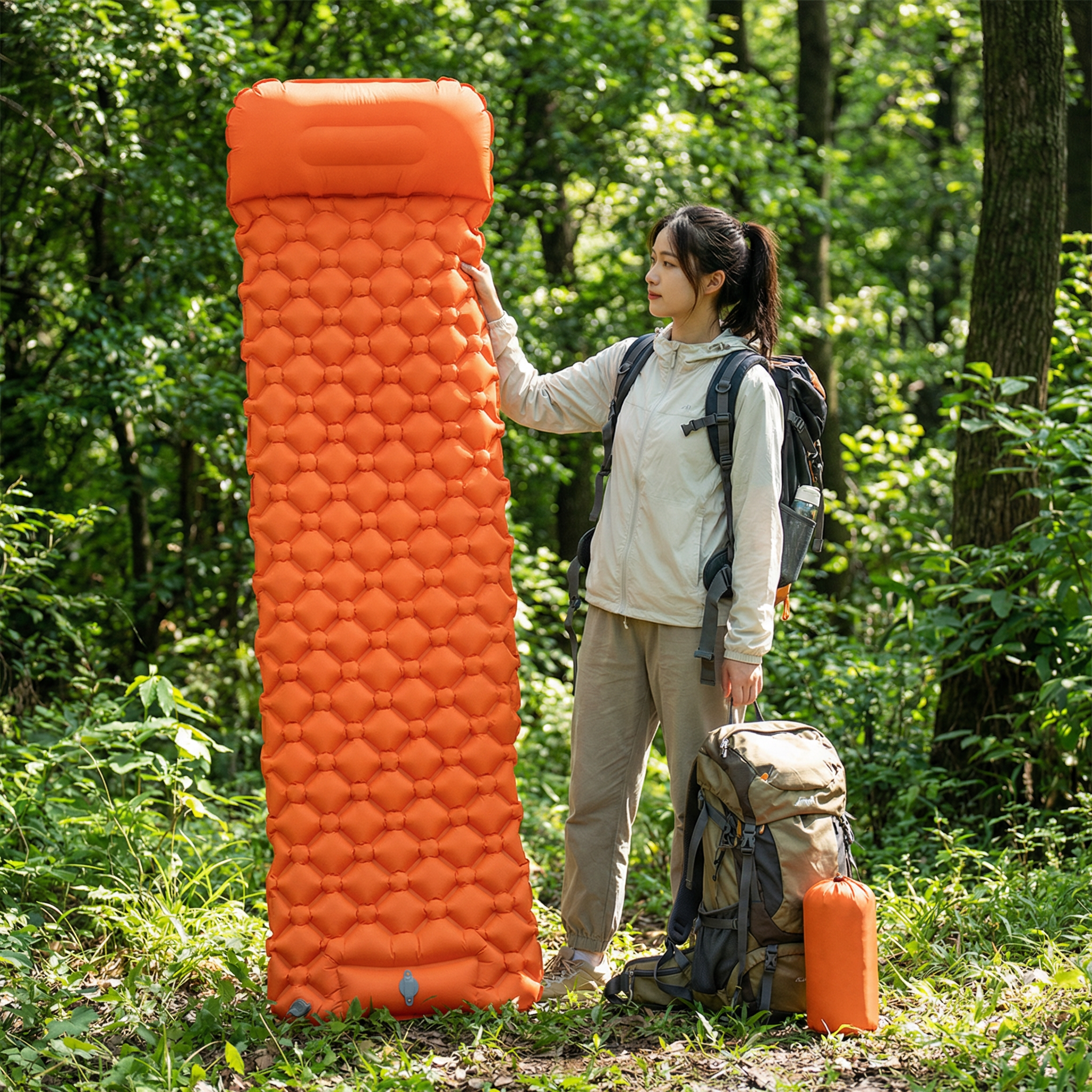Matelas Gonflable Camping Ultra Léger avec Pompe Intégrée | Bivouac, Randonnée, Compact et Confortable