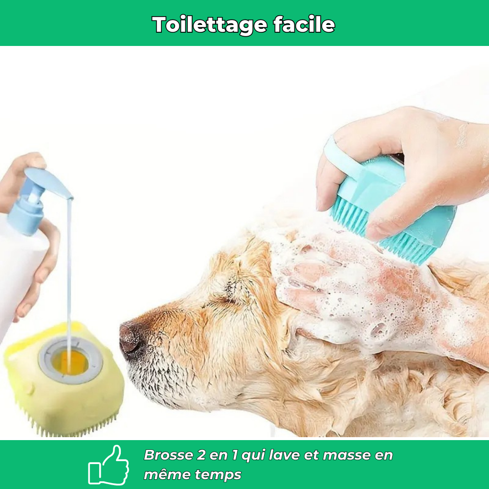 Brosse de bain en silicone pour chien et chat – Nettoyage doux et massage