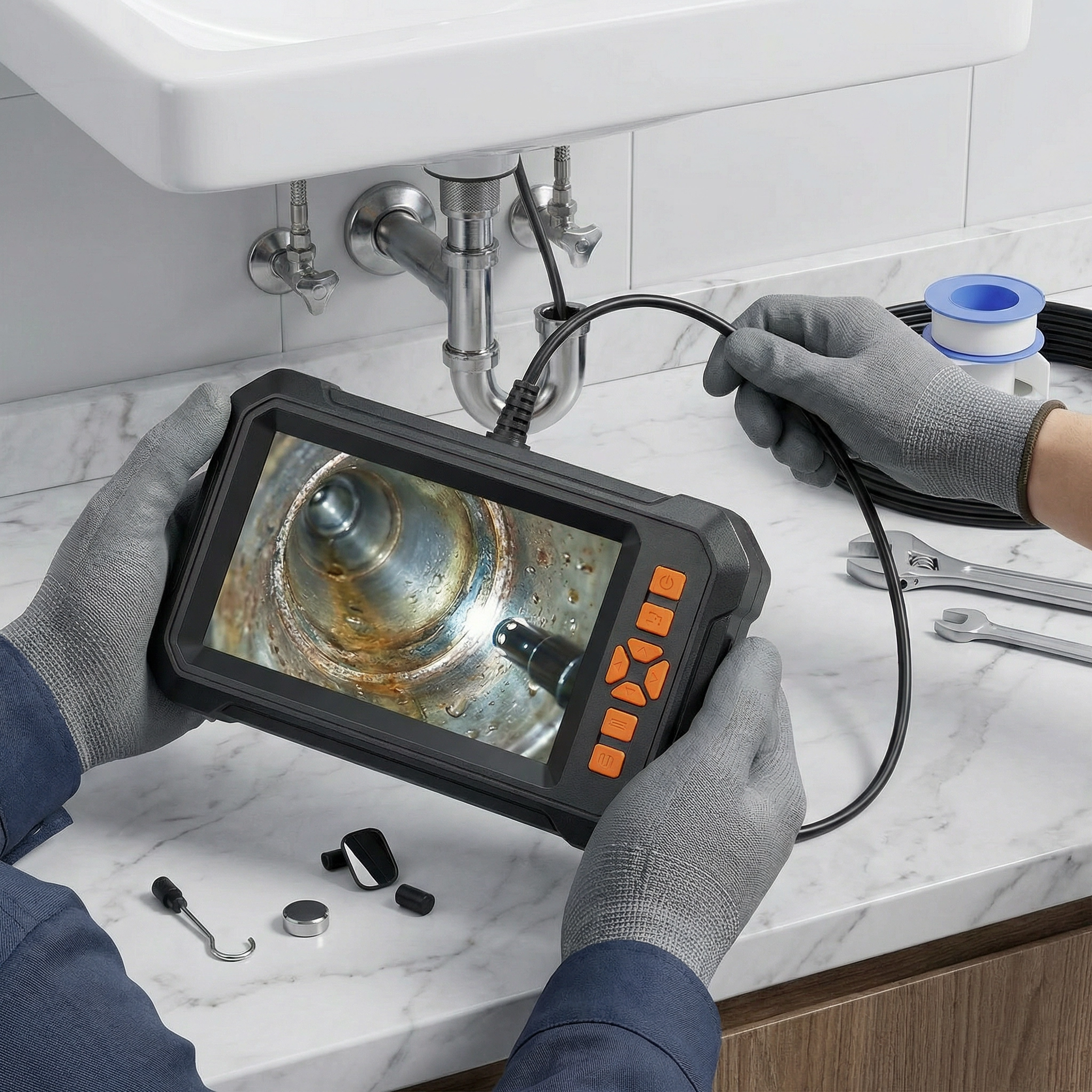 Caméra Endoscopique HD | Caméra HD 1080P Étanche 8LED | Caméra inspection tuyau mécanique