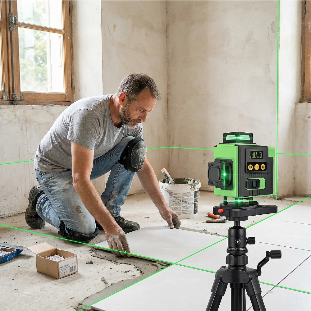 L50 PRO Niveau Laser 4D – 16 Lignes Vertes Auto-Nivelant 360° – Haute Précision Bricolage Pro