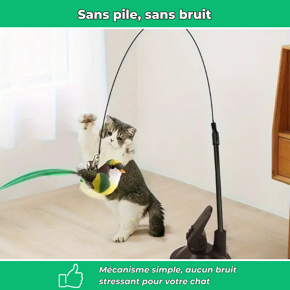 Jouet interactif pour chat avec oiseau – Stimule l’activité et la chasse