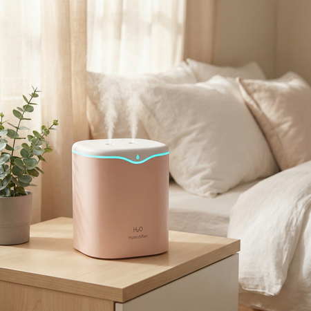 Humidificateur d'air 2L Diffuseur d'huile essentielle LED silencieux double buse USB