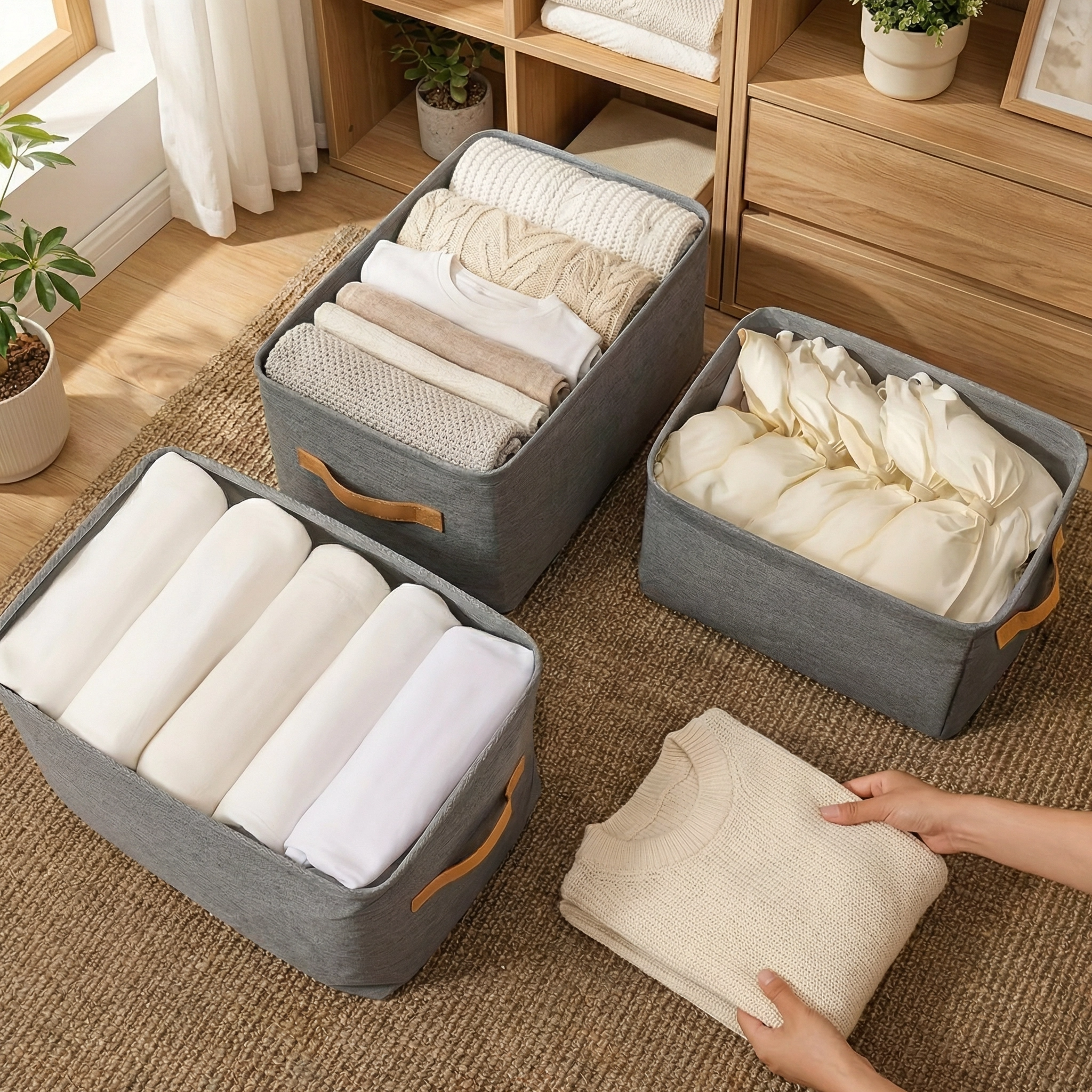 Boîte de rangement de vêtements Pliable | Panier de rangement solide et durable pour placard & dressing