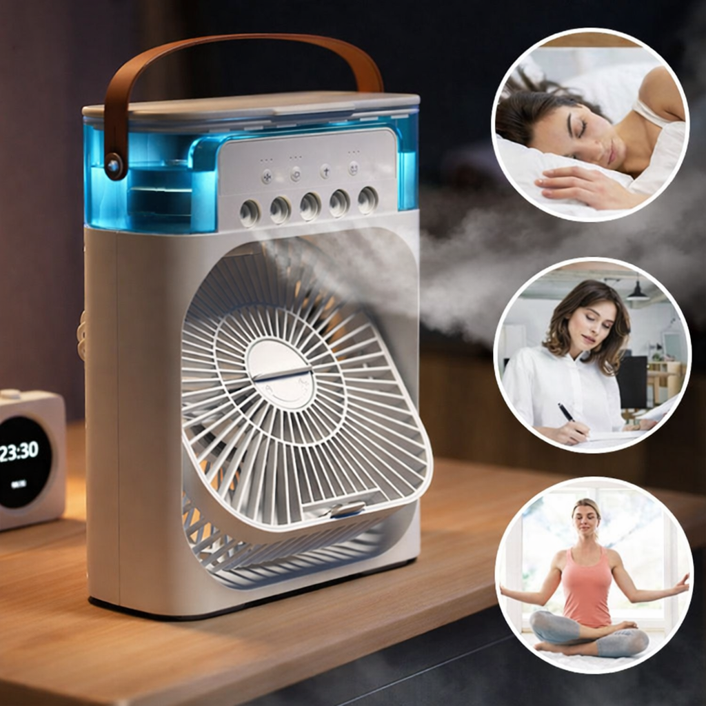 AirFlow Rafraîchisseur d’Air Portable | Mini Climatiseur Silencieux USB | Ventilateur Humidificateur 3 en 1 Compact