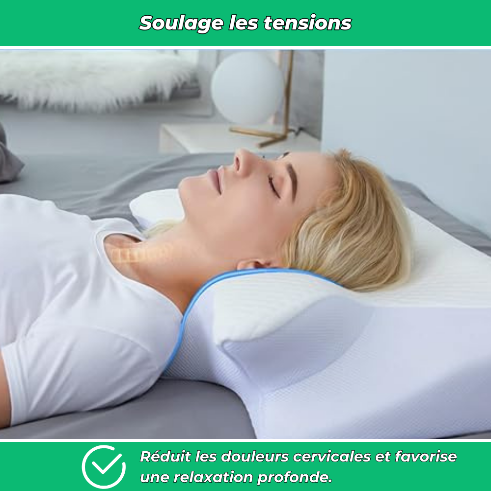 Night'Zen Evo | Oreiller cervical ergonomique mémoire de forme | Soutien cou et dos