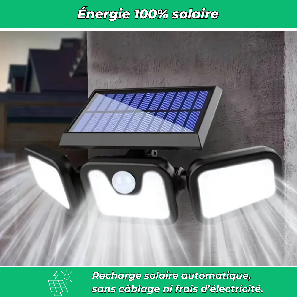 Solar'400 | Lampe de sécurité solaire Extérieur | Détecteur de Mouvement | Autonomie 12h