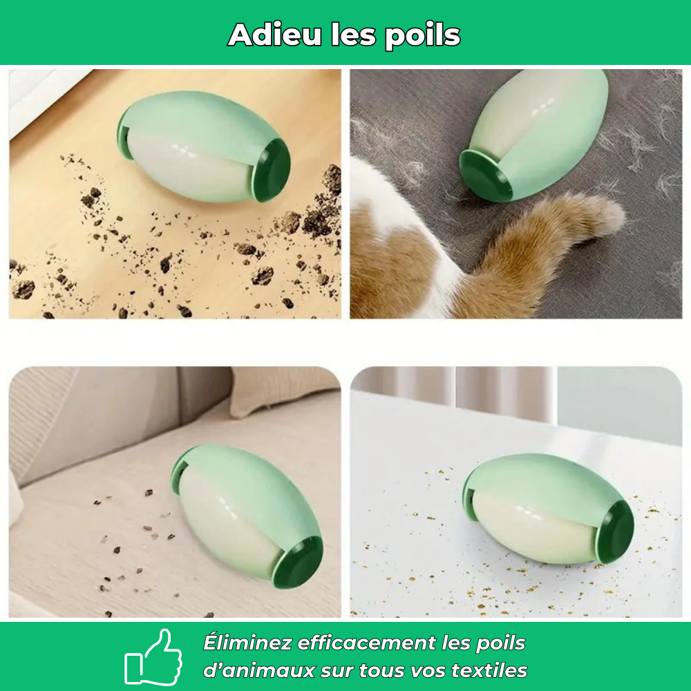 Rouleau anti-poils réutilisable – Élimine poils de chiens et chats sur textiles