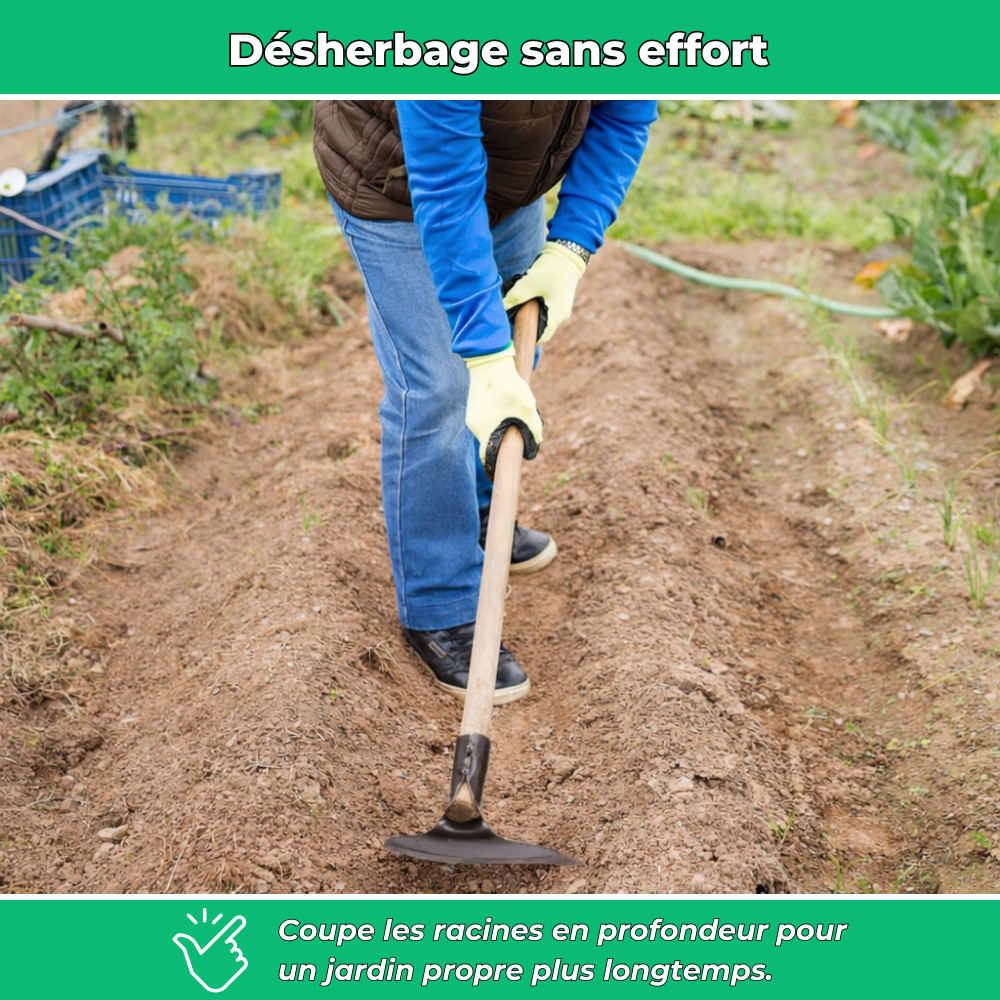 Houe de jardin en acier pour désherbage et aération du sol – Outil manuel robuste sans manche